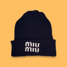 کلاه بافت گلدوزی miu miu مشکی