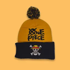 کلاه بافت پوم دار وان پیس خردلی - 