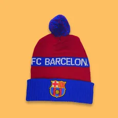 کلاه بافت پوم دار بارسلونا - 