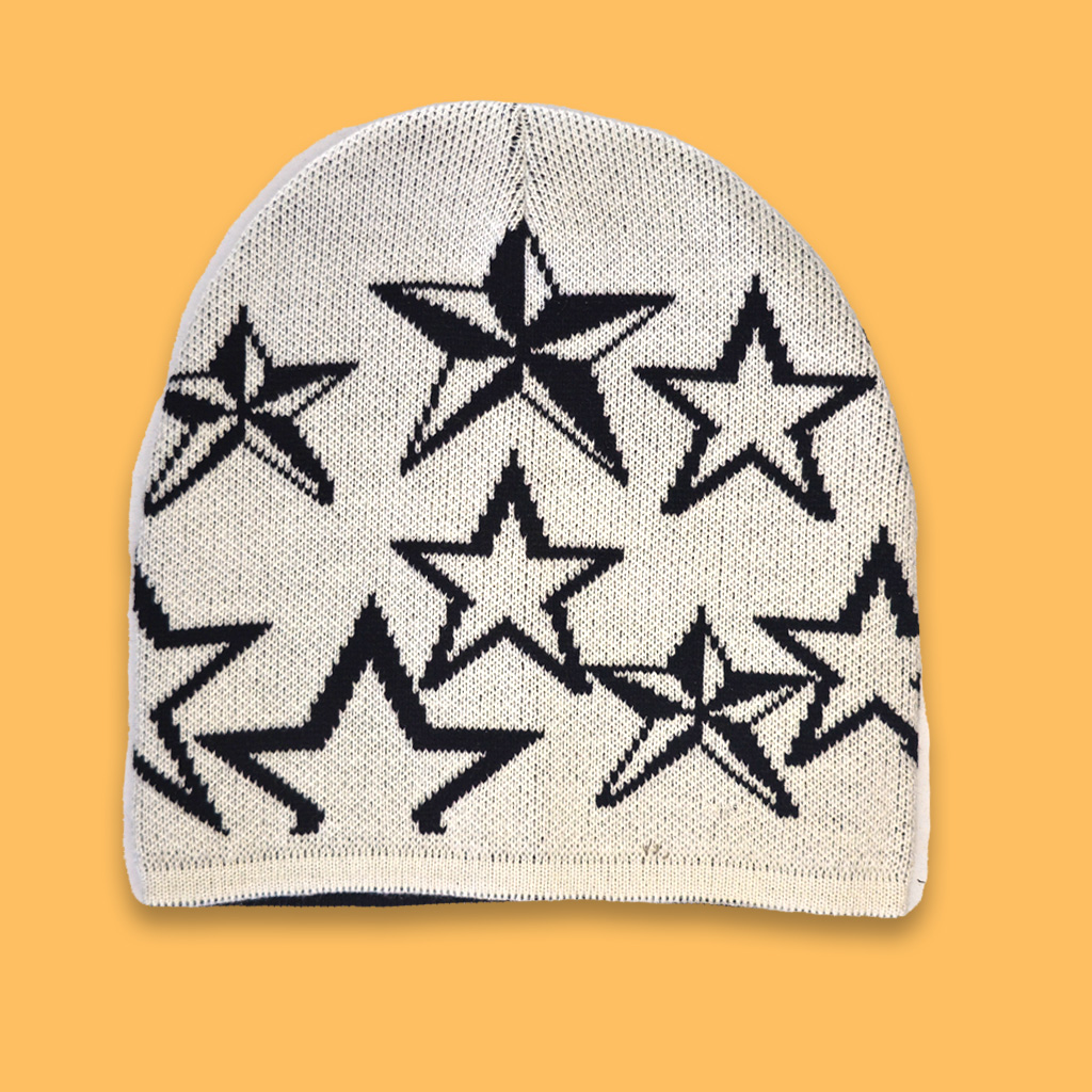 کلاه بافت بدون لبه ستاره سفید