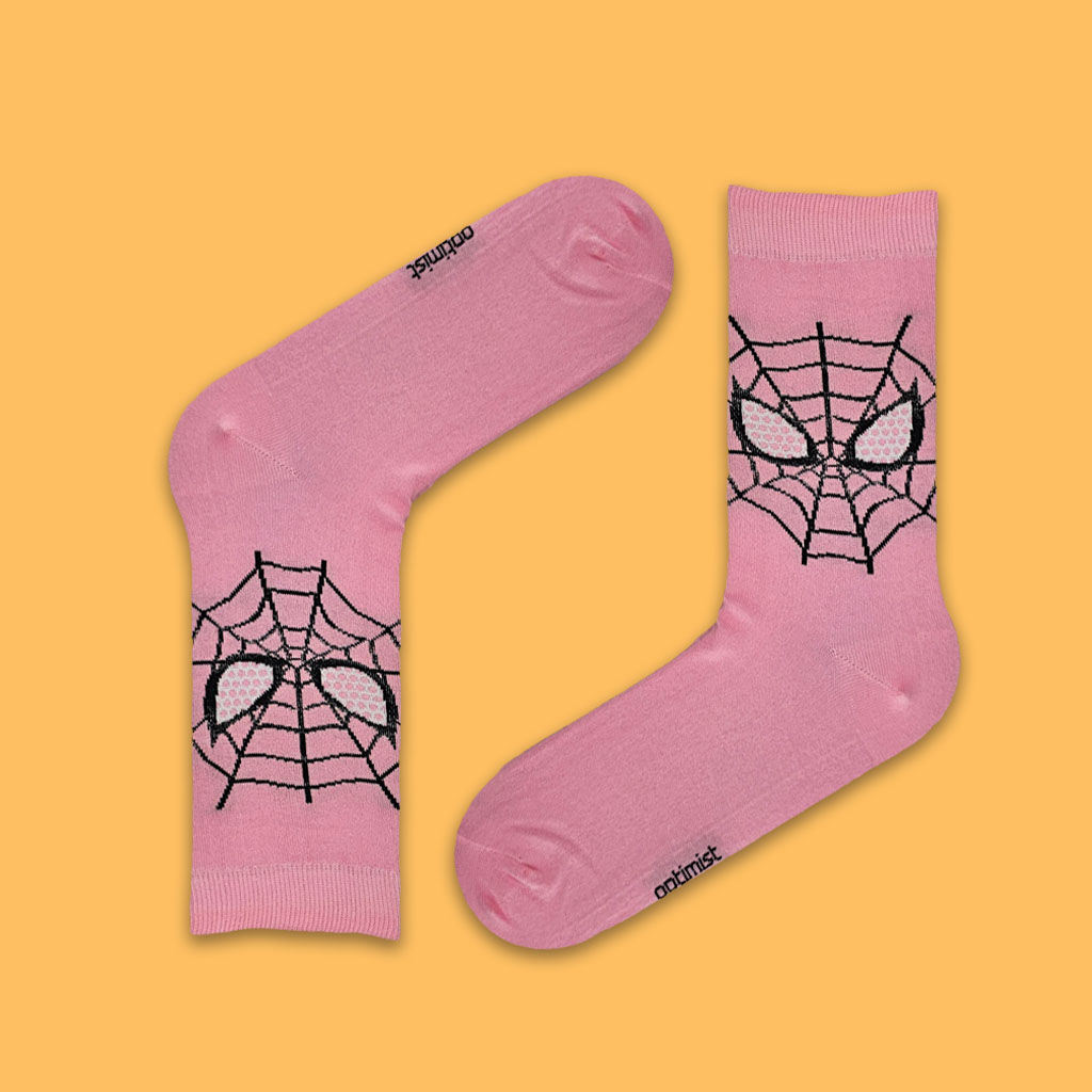 جوراب ساقدار اسپایدرمن صورتی